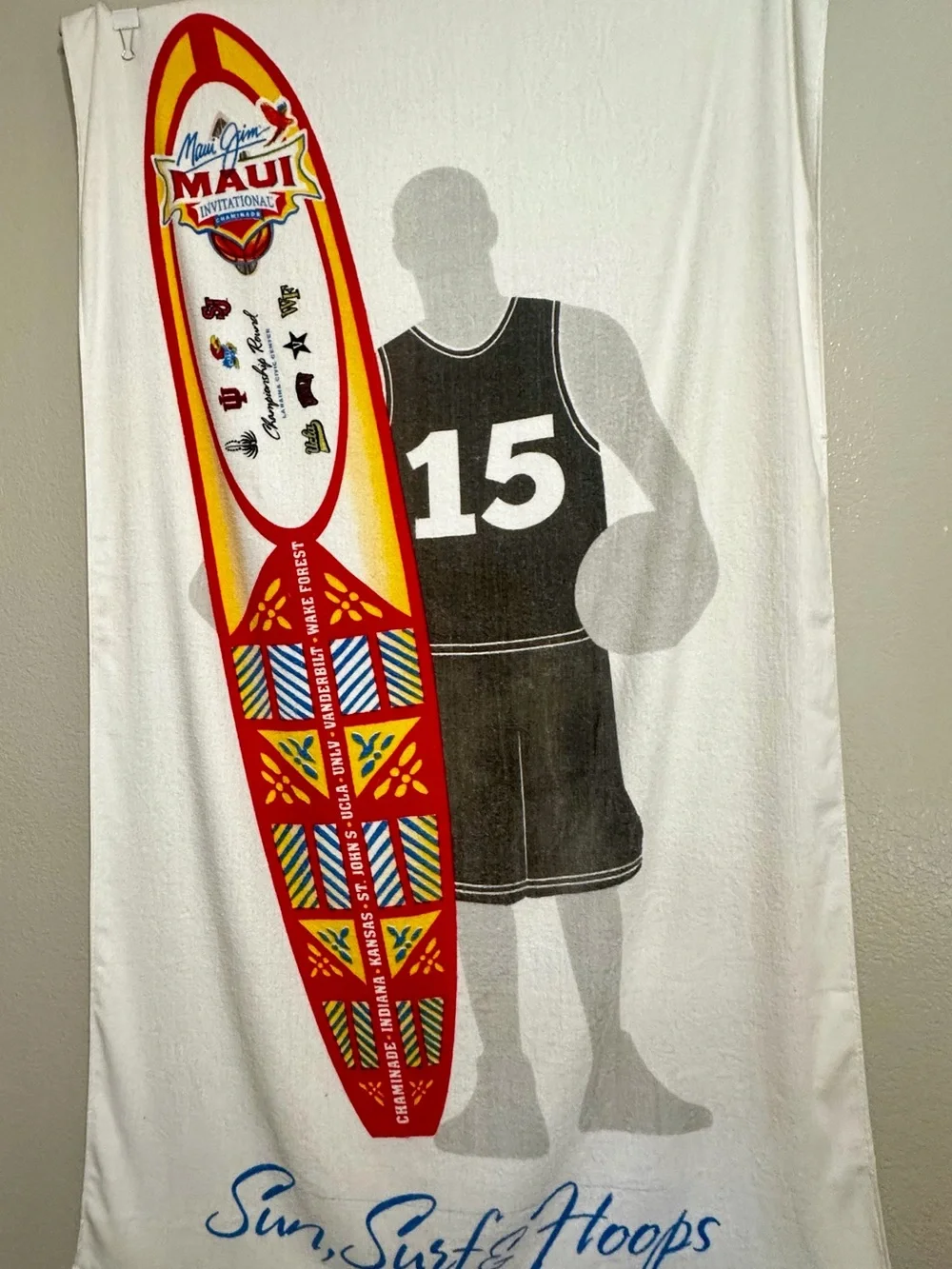 Maui Invitational Red Surfboard Beach Towel - Maui Jim